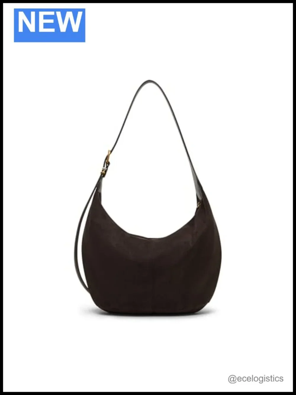 Faux Suede Hobo Bag with Zipper Closure Shoulder Strap